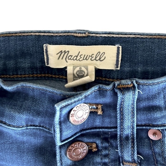 Madewell Like New 10" High Rise Skinny Jeans Button Fly with Raw Hem Size 27 - Picture 8 of 9